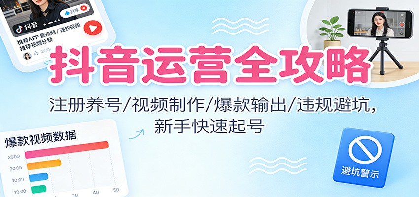 抖音运营全攻略:注册养号/视频制作/爆款输出/违规避坑,新手快速起号 抖音运营全攻略:注册养号/视频制作/爆款输出/违规避坑,新手快速起号