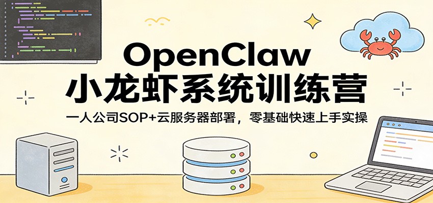 OpenClaw小龙虾系统训练营:一人公司SOP,云服务器部署,零基础快速上手实操 OpenClaw小龙虾系统训练营:一人公司SOP,云服务器部署,零基础快速上手实操