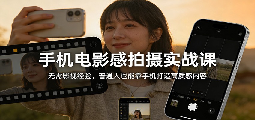 手机电影感拍摄实战课：无需影视经验，普通人也能靠手机打造高质感内容