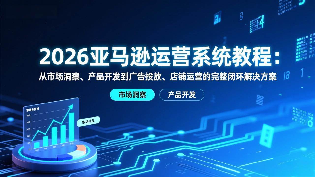 （17208期）2026亚马逊运营系统教程：从市场洞察、产品开发到广告投放、店铺运营的完整闭环解决方案
