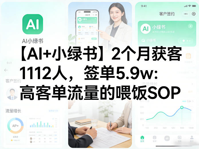 【AI+小绿书】2个月获客1112人,签单5.9w:高客单流量的喂饭SOP