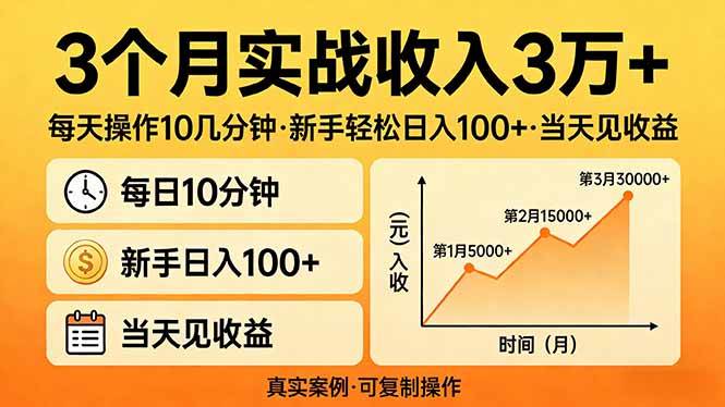 (17639期)3个月实战收入3万+,每天操作10几分钟,新手轻松日入100+,当天见收益 (17639期)3个月实战收入3万+,每天操作10几分钟,新手轻松日入100+,当天见收益
