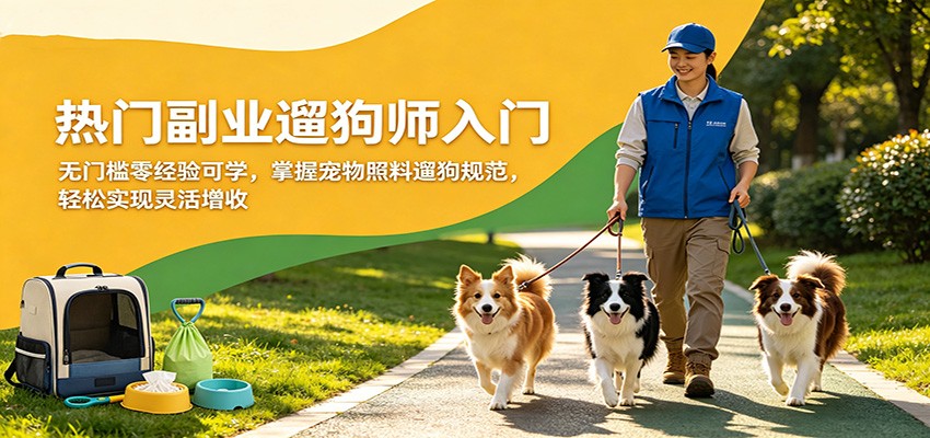 热门副业遛狗师入门,无门槛零经验可学,掌握宠物照料遛狗规范,轻松实现灵活增收 热门副业遛狗师入门,无门槛零经验可学,掌握宠物照料遛狗规范,轻松实现灵活增收