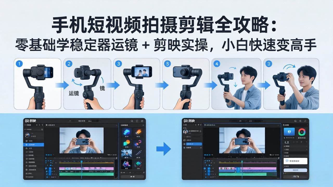 （18003期）手机短视频拍摄剪辑全攻略：零基础学稳定器运镜 + 剪映实操，小白快速变高手