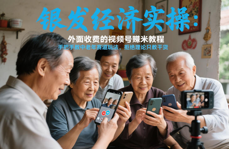 银发经济实操：外面收费的视频号賺米教程，手把手教中老年赛道玩法，拒绝理论只教干货